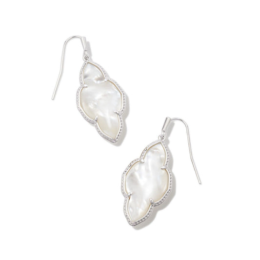 Abbie Silver Drop Earrings - Ivory Mother of Pearl