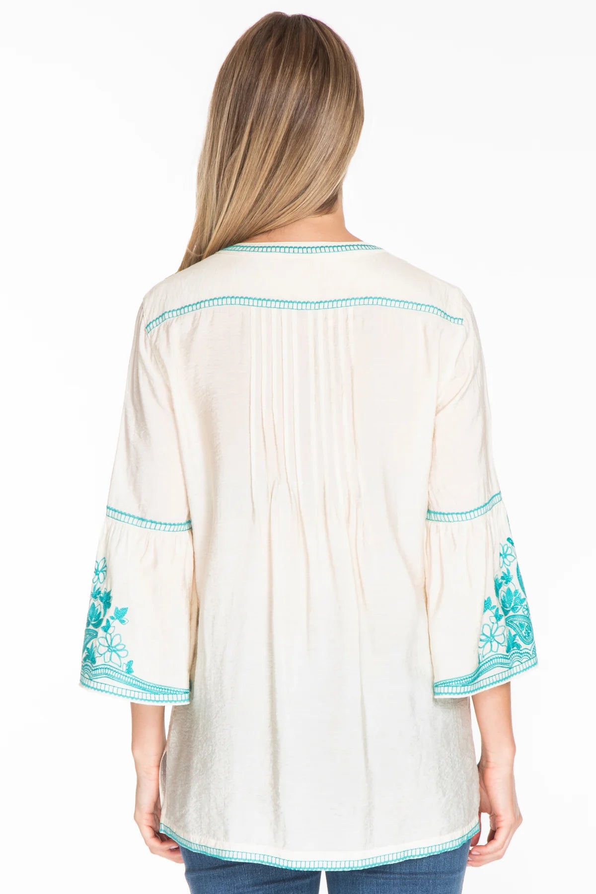 Pintuck Embroidered Tunic - Ivory