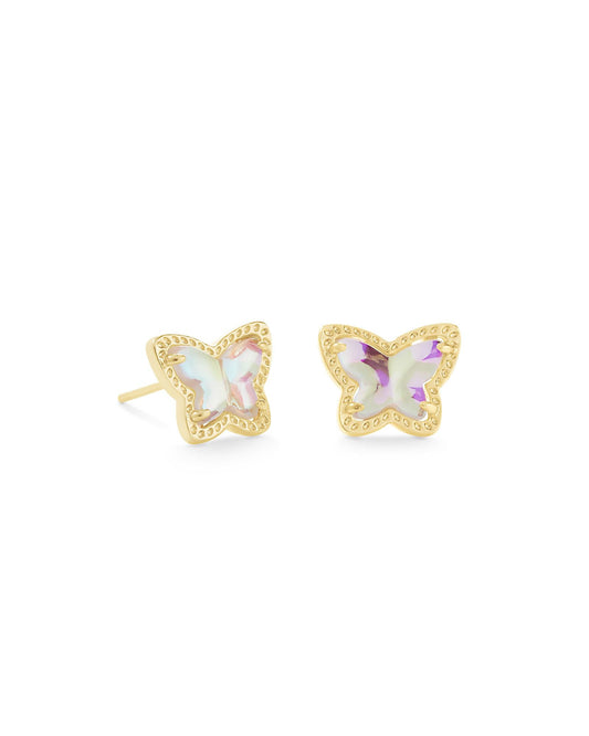 Lillia Butterfly Stud Earring Gold - Dichroic Glass