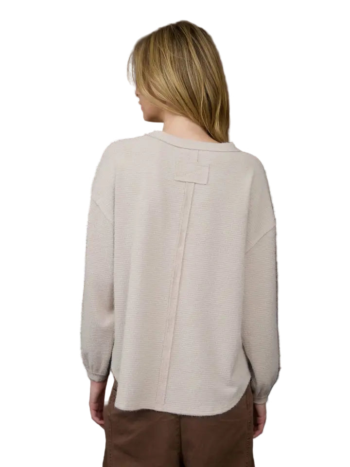 Round Neck Long Sleeve Fuzzy Knit Top