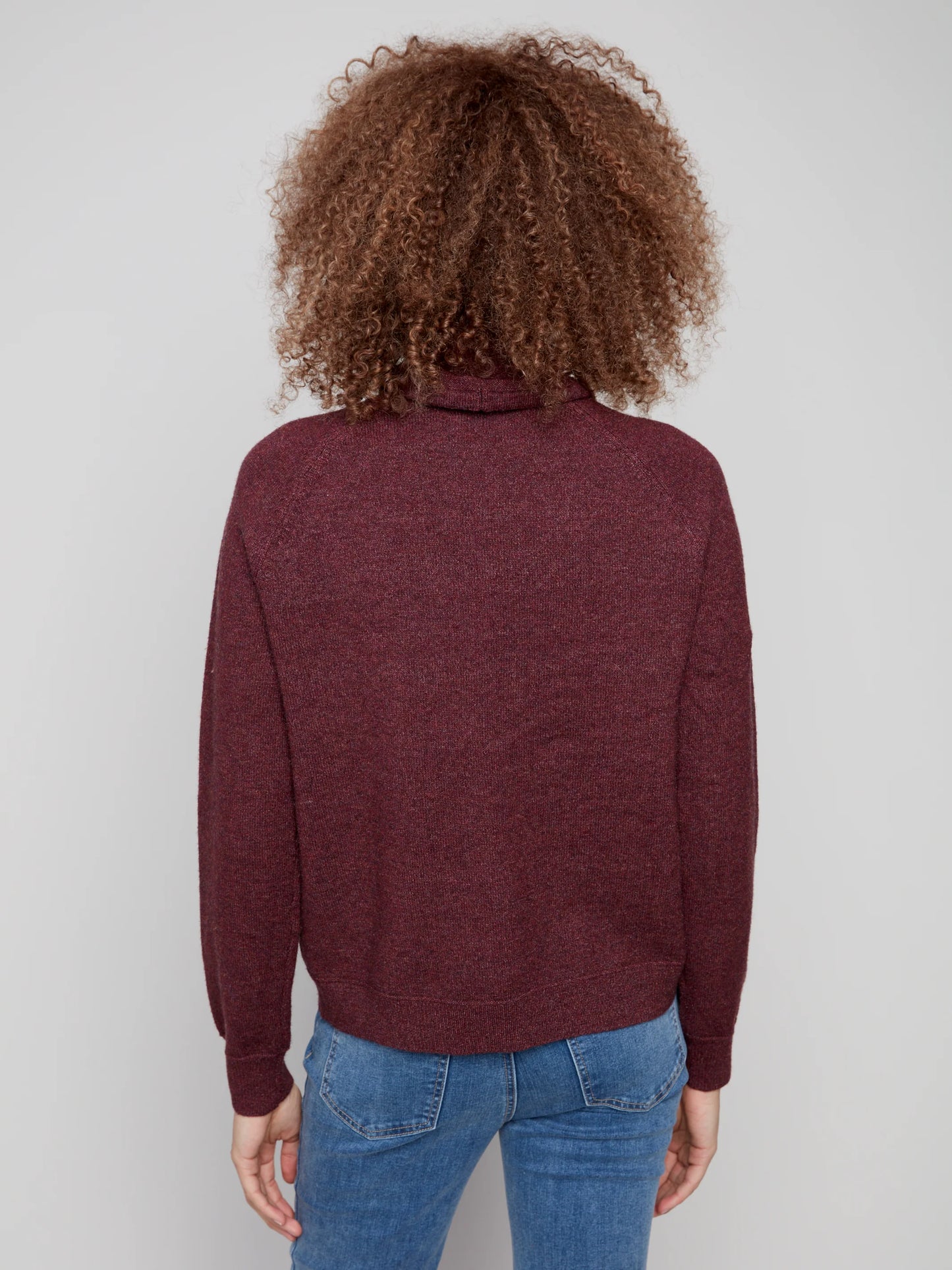 Charlie B Cabernet Textured Cowl Neck Sweater
