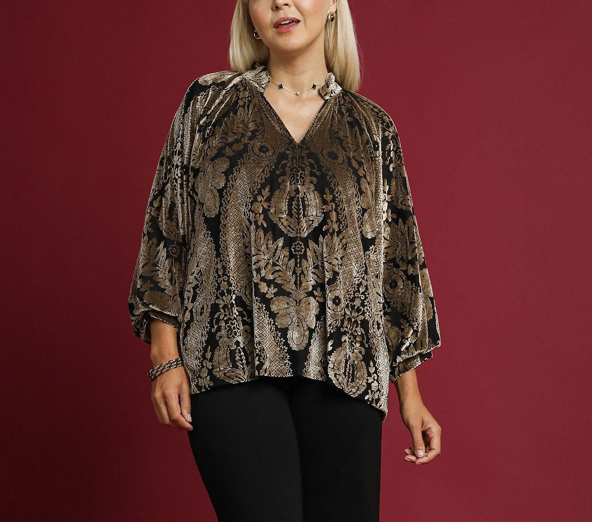 Velvet Floral Blouse