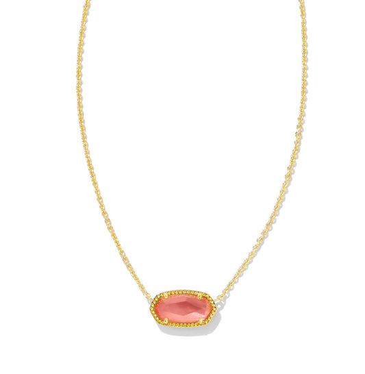 Elisa Pendant Necklace - Gold Coral-Pink Mother of Pearl