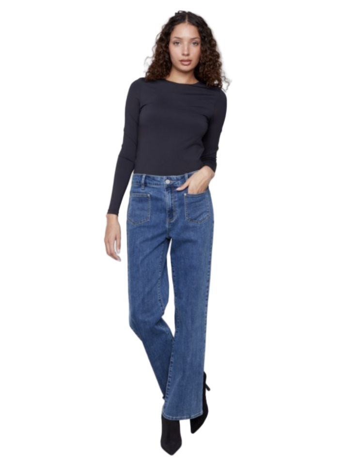 Charlie B Medium Blue Flare Stretch Jeans