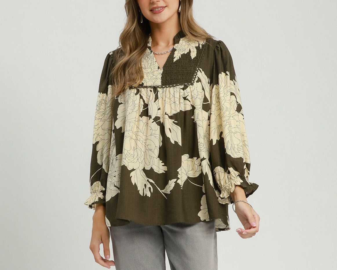 Brown Floral Blouse