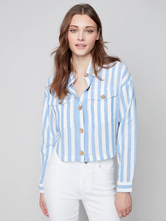 White and Blue Striped Jacket