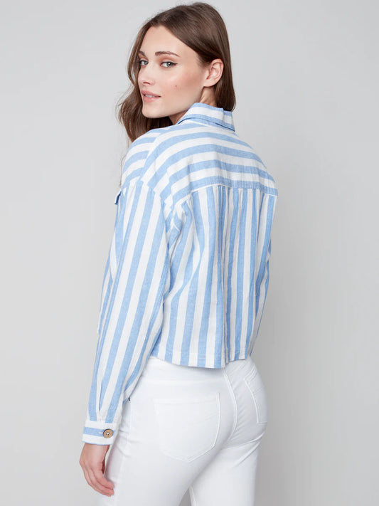 White and Blue Striped Jacket