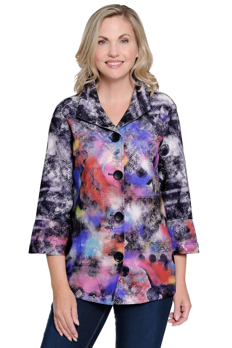 Ali Miles Woven Jacket with Wire Collar - Abstract Multi