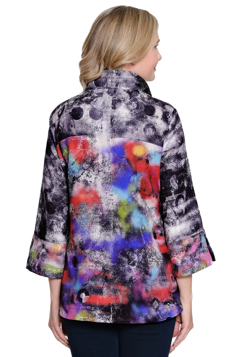 Ali Miles Woven Jacket with Wire Collar - Abstract Multi