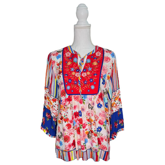 Butterfly Floral Patchwork Blouse