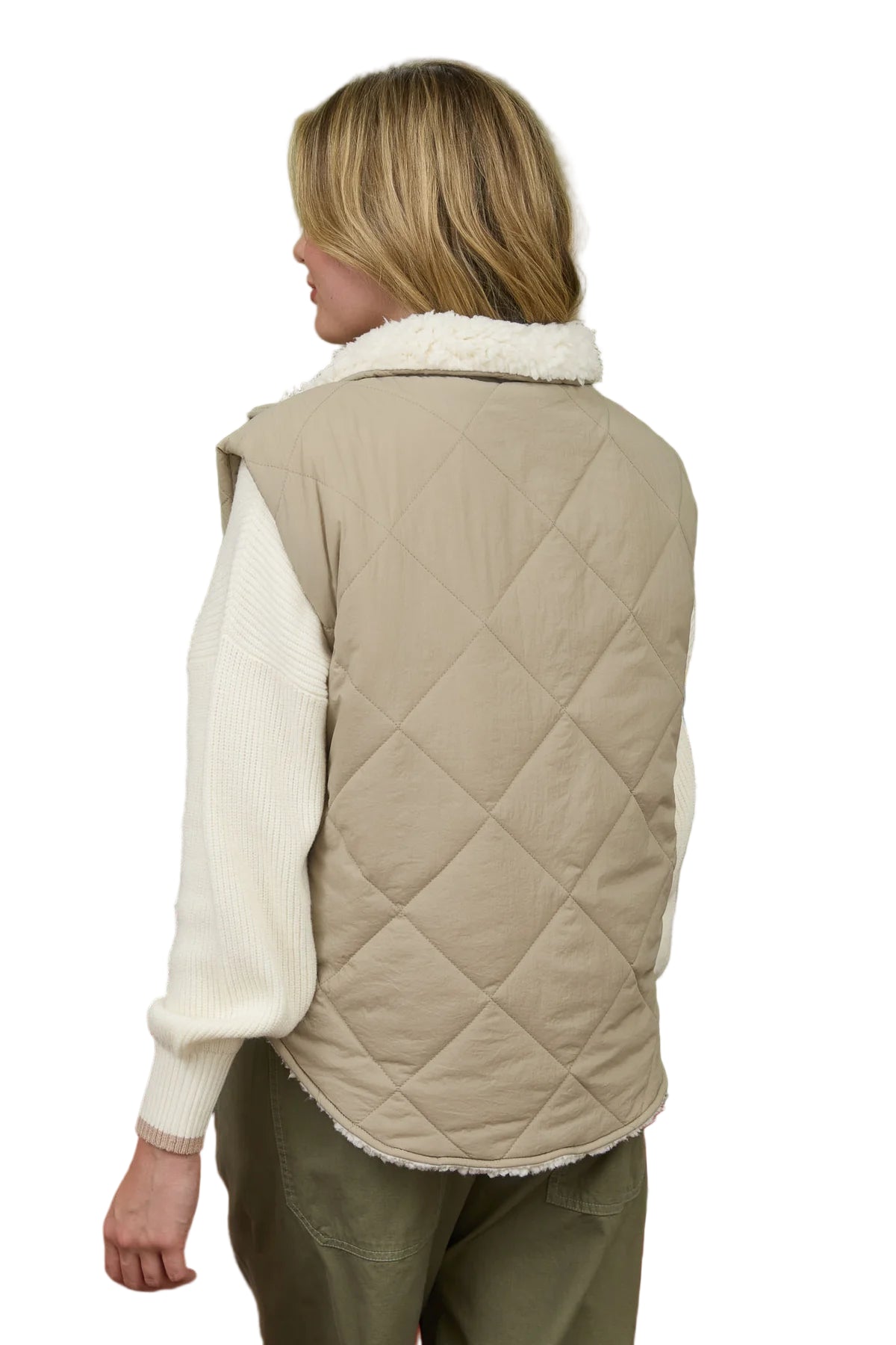 QUILTED ZIP UP FLEECE LINED PUFFER VEST