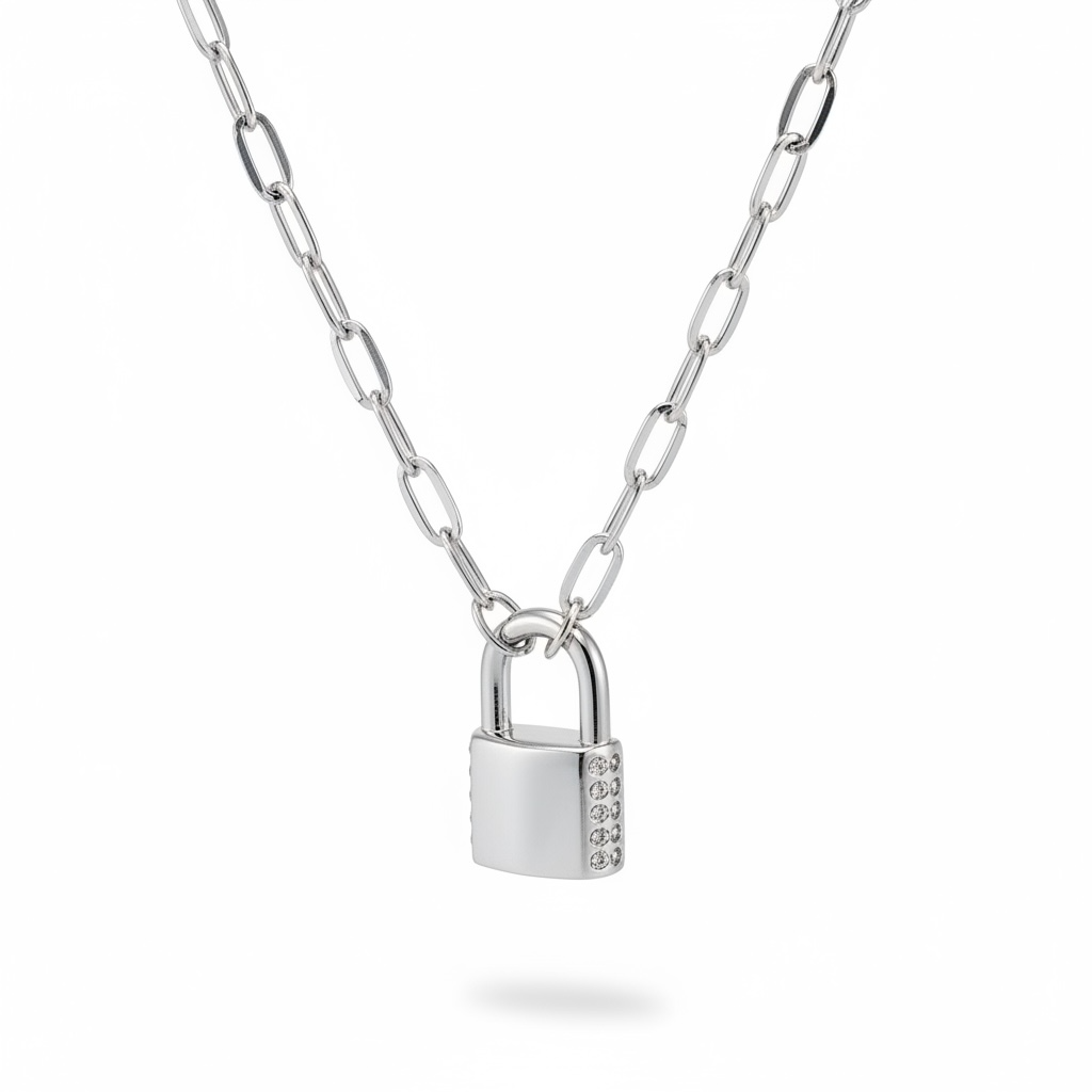 !Kendra Scott Jess Sm. Lock Necklace in Silver
