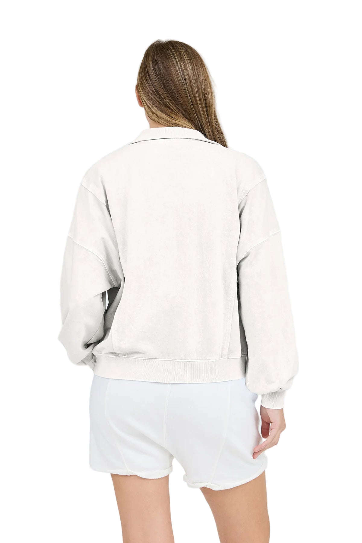 WASHED HALF SNAP BUTTON LONG SLEEVE KNIT TOP