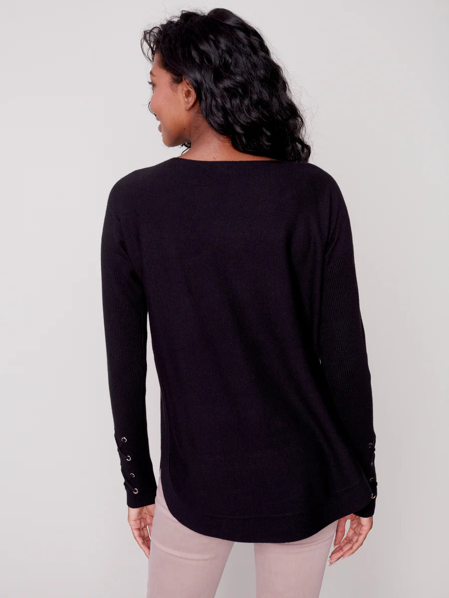 Charlie B Round Hem Sweater - Black