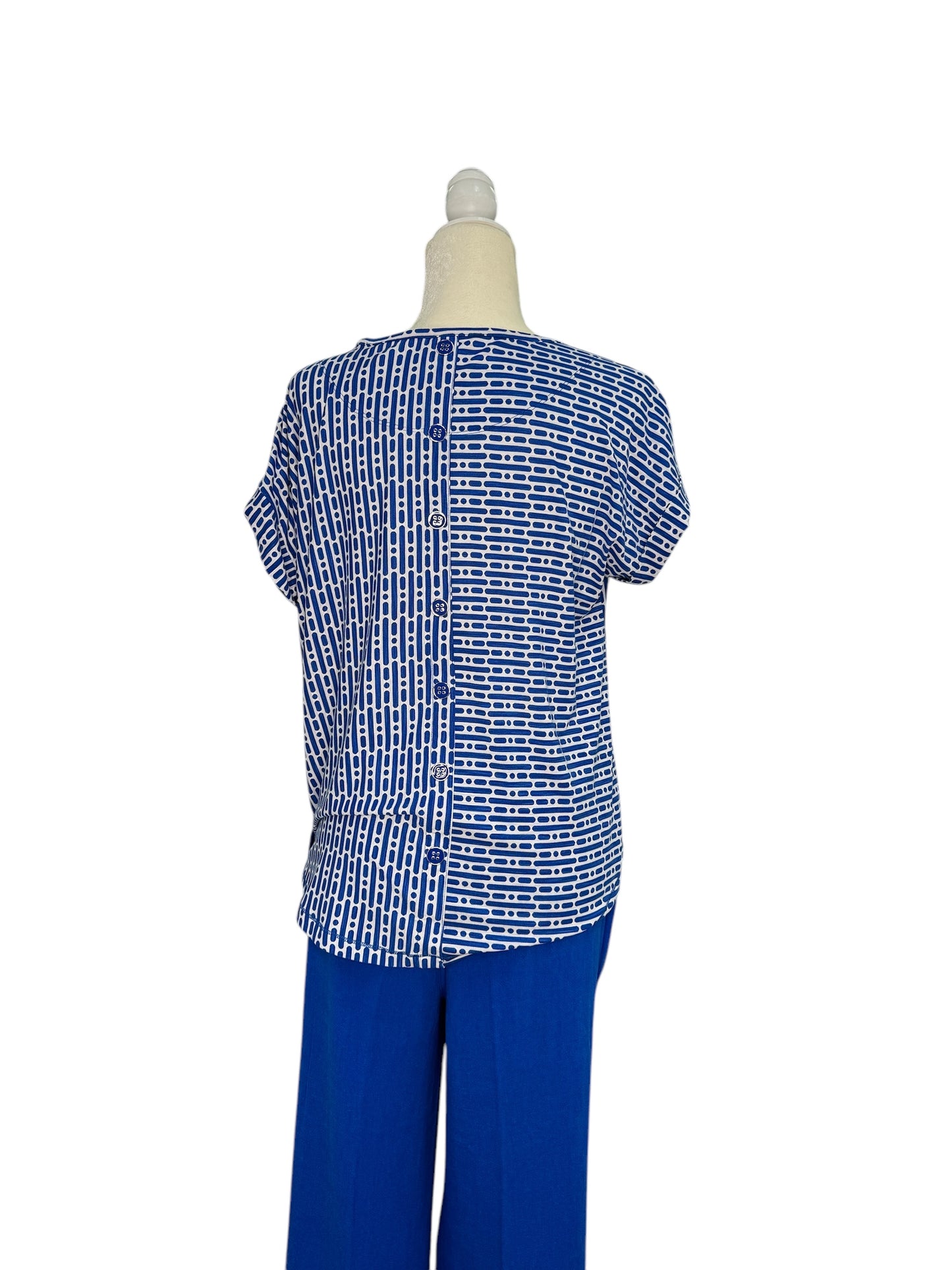 Blue and White patterned top