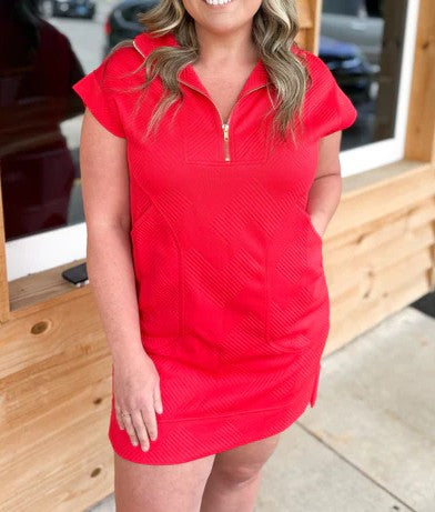 Jacquard Quarter Zip Dress