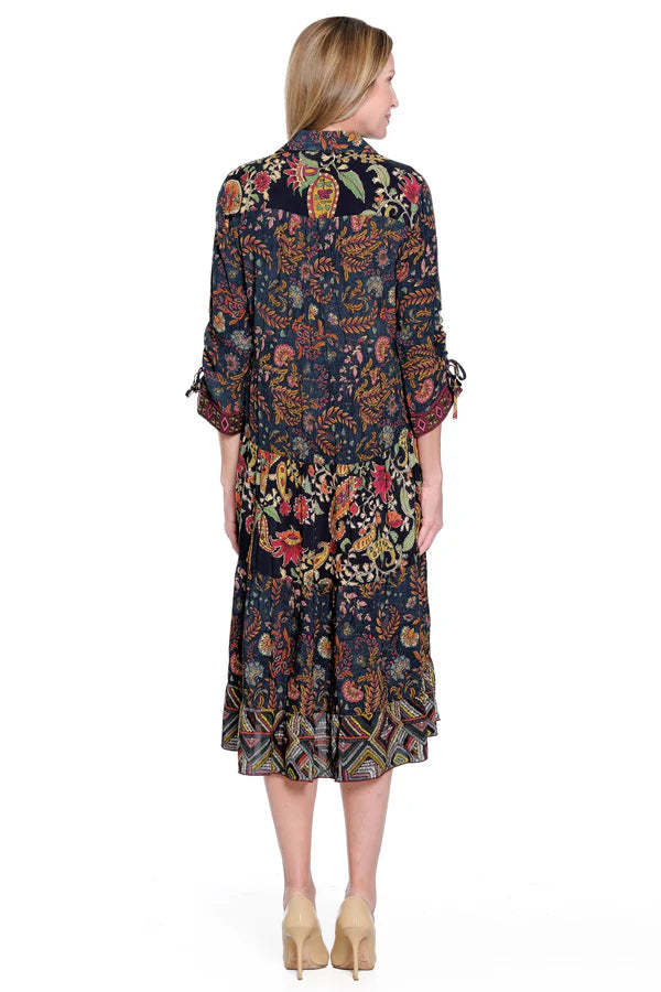 John Mark Mixed Print Tiered Dress - Multi