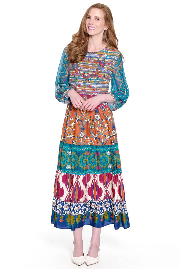 John Mark Multi-Print Tiered Dress - Multi