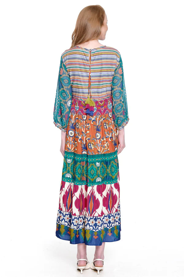 John Mark Multi-Print Tiered Dress - Multi