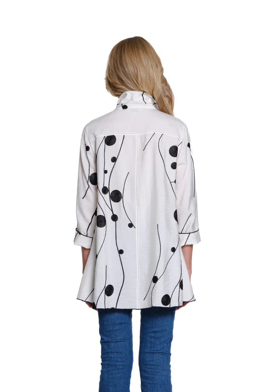 Multiples Embroidered Crinkle Woven Shirt - Soft Ivory