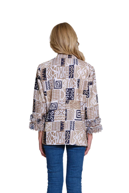 Multiples Stand Collar Cloth Jacket - Multi