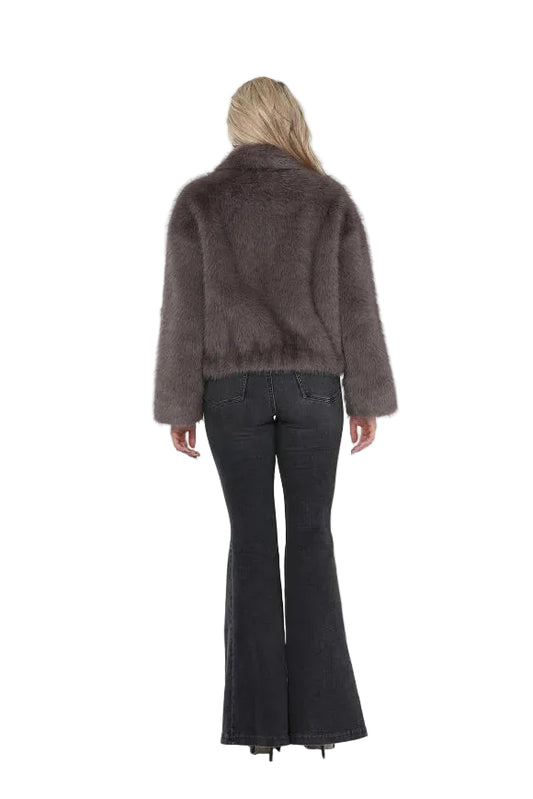 The Auburna Faux Fur Jacket- Grey