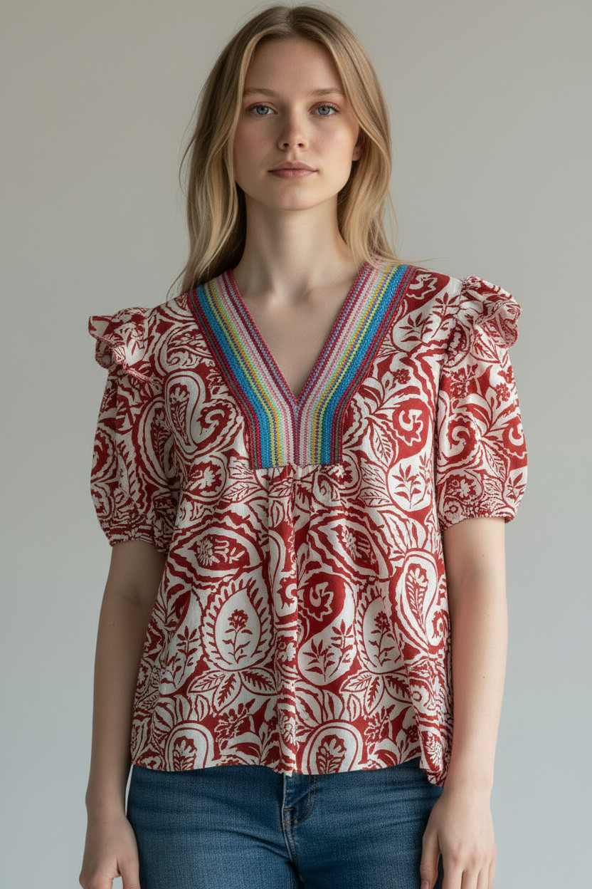 Island Red Blouse