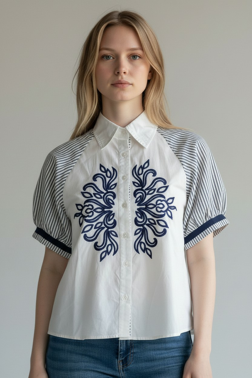 Navy Breeze Blouse