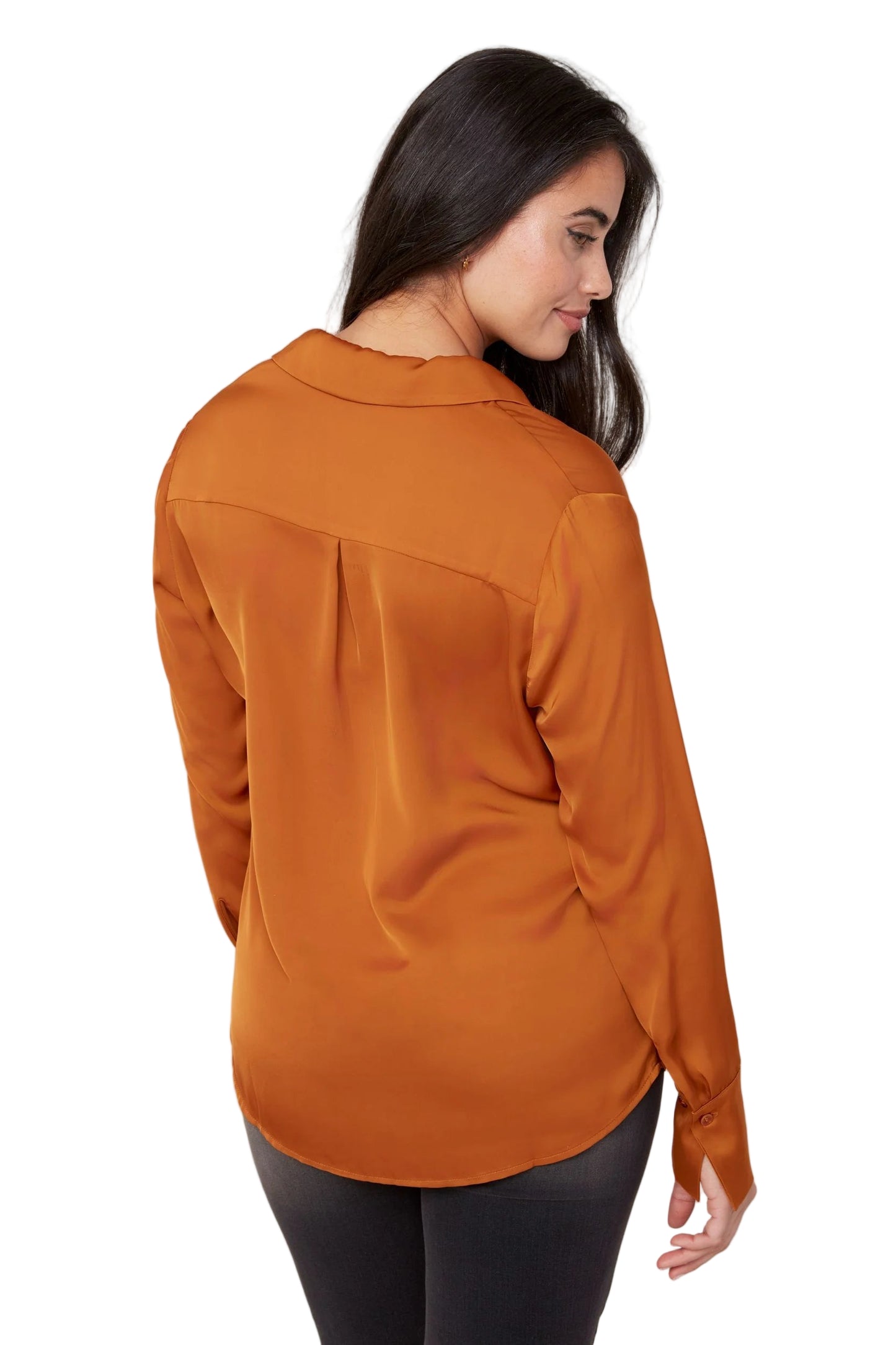 Renuar - Soft Button Front Blouse Bronze
