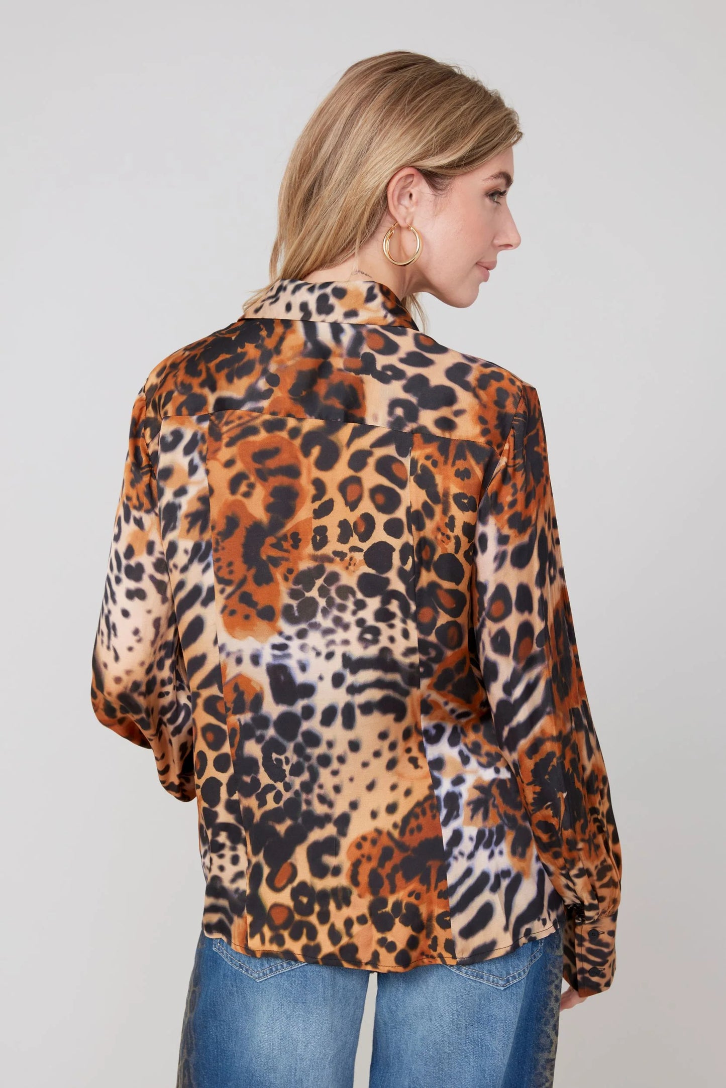 Renuar Soft Front Button Blouse - Leopard