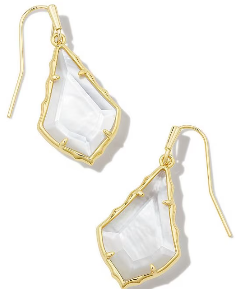 Small Faceted Alex Gold Drop Earrings - Gold Ivory Illusion