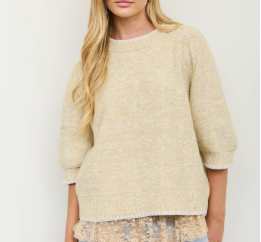 Textured Puff Sleeve Knit Top