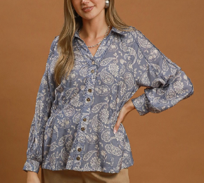 Paisley Button-Down Blouse