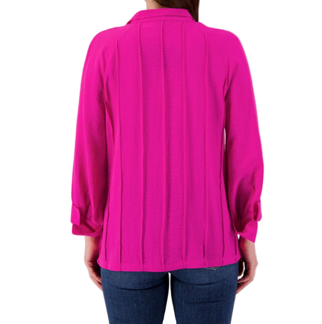 John Mark Split Neck Pintuck Top - Orchid