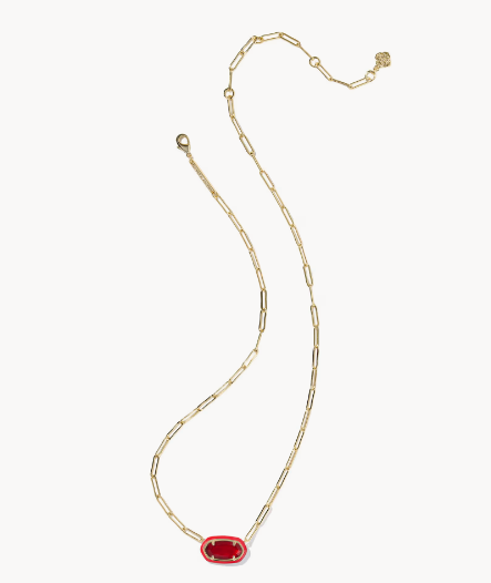 Elisa Enamel Frame Gold Paperclip Necklace