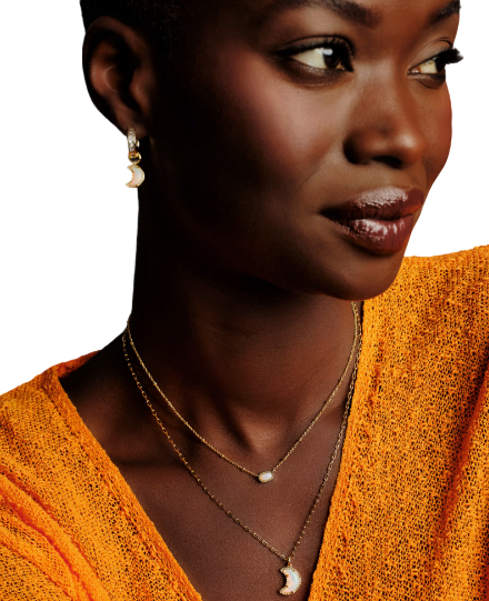 Moon Gold Short Pendant Necklace