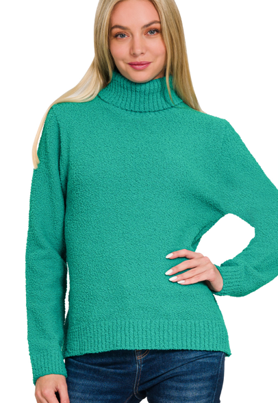 Turtle-neck long sleeve sweater - Green