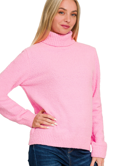 Turtle-neck long sleeve sweater - Pink
