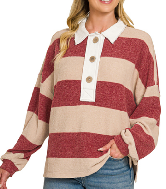 Cozy Hacci Stripe Pullover