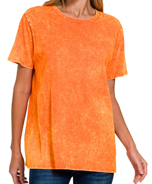 Washed short sleeve top