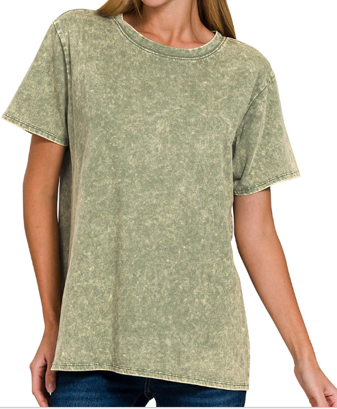 Washed short sleeve top