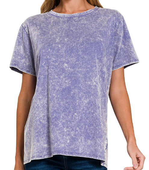 Washed short sleeve top