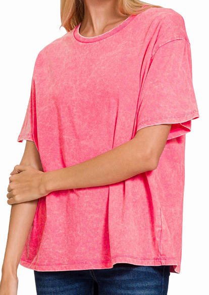 Washed short sleeve top