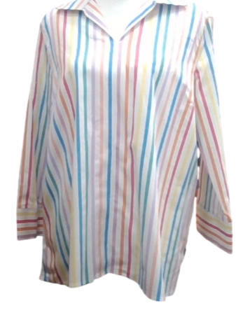 Stripped Low V Cut Long Sleeve