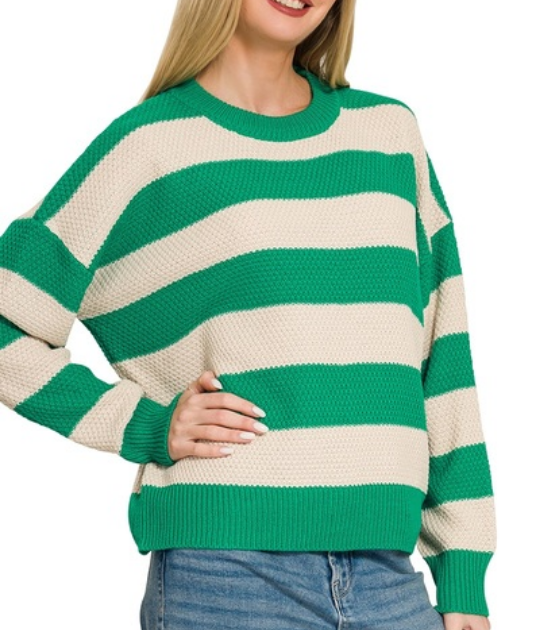 Relaxed Stripe Drop Shoulder Sweater