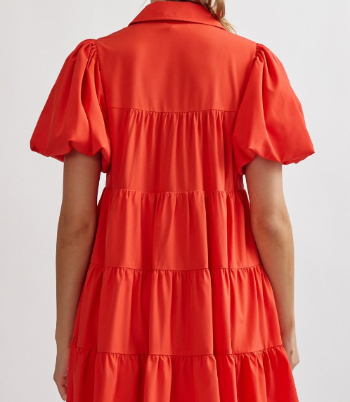 Tiered Mini Dress- Red