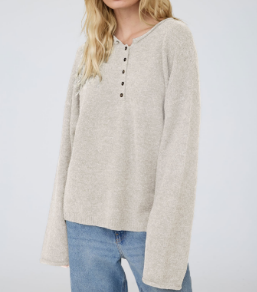Button Henley Knit Top