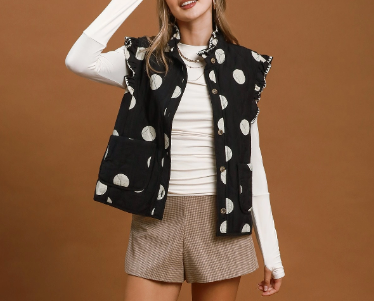 Polka Dot Ruffle Sleeve Vest
