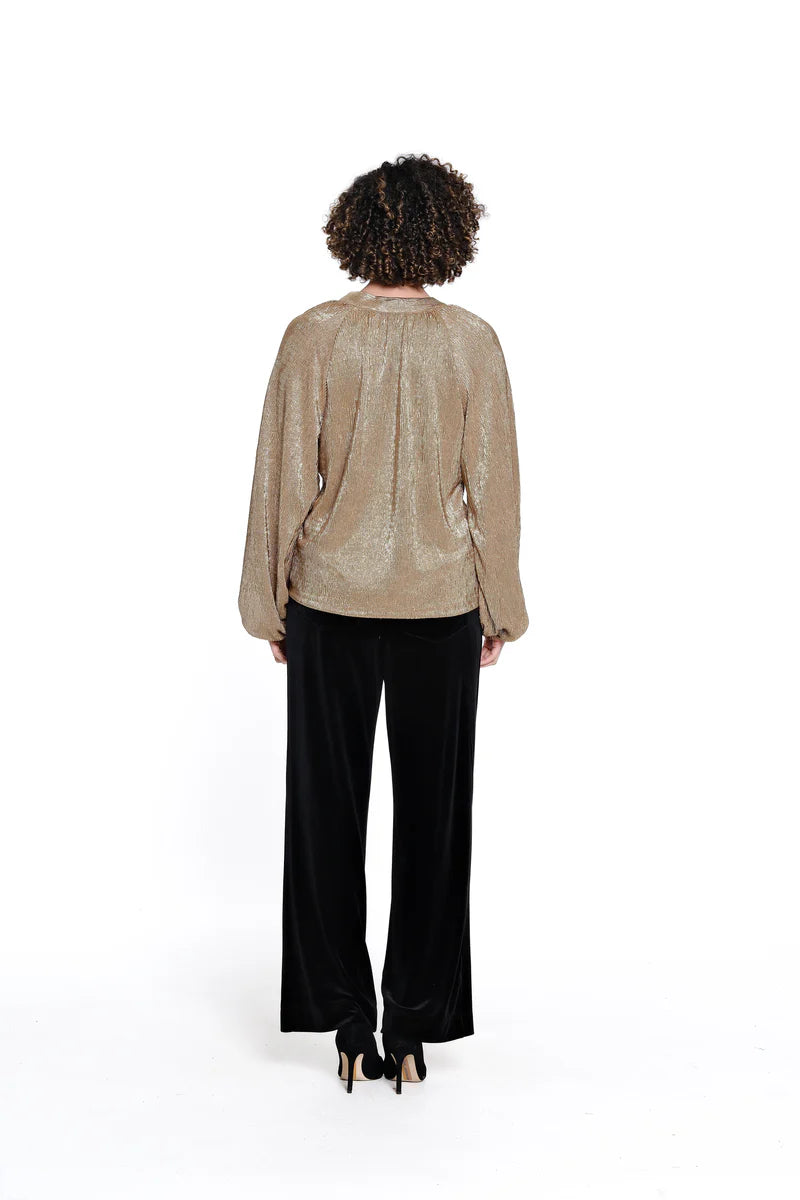 Metallic Popover Top - Gold