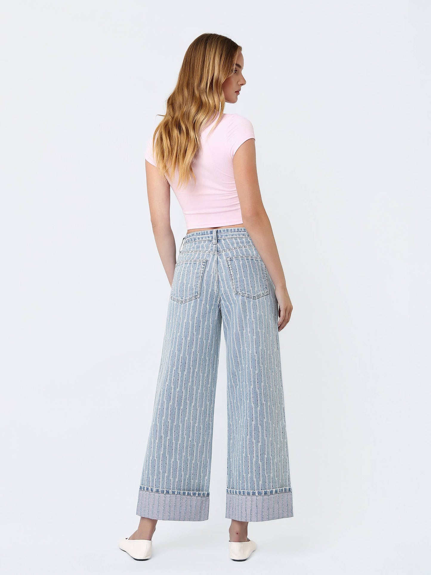 Super High Rise- Wide Leg Cuffed Jeans
